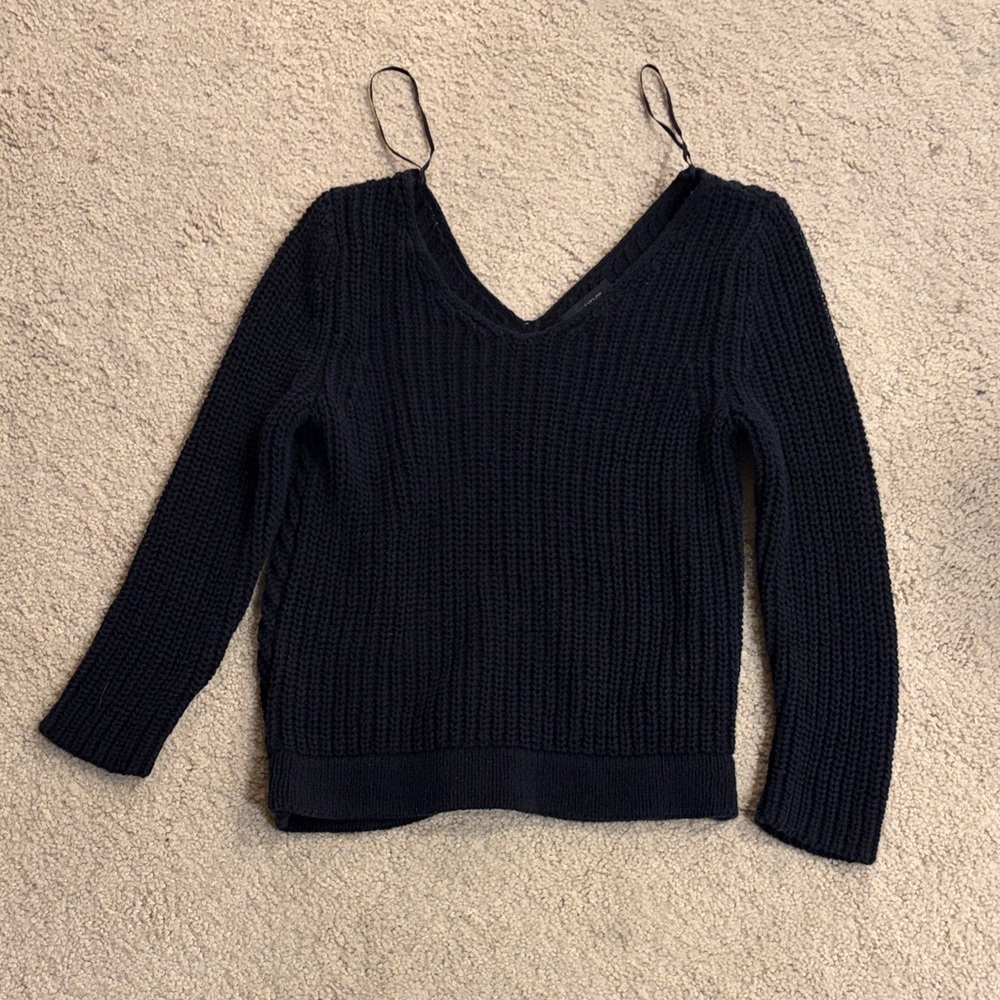 Ann Taylor Deep Black V-Neck Sweater